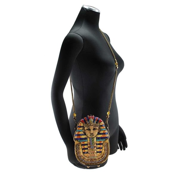 Mary Frances Tut Beaded Pharaoh Boy King Egypt Special Handbag Gold Black Bag NW main image 4